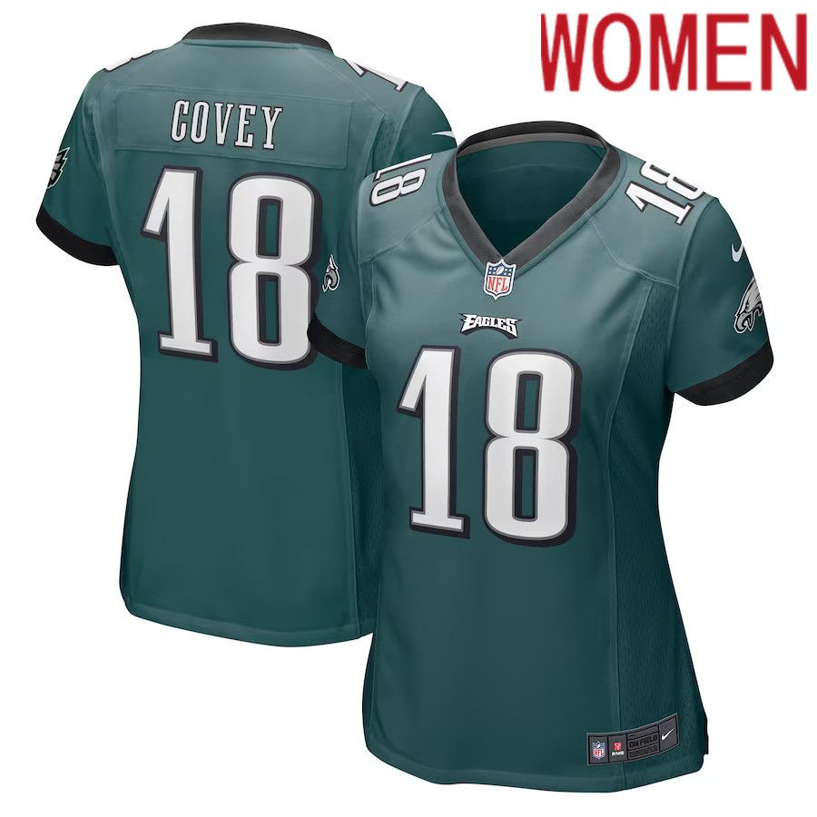 Women Philadelphia Eagles #18 Britain Covey Nike Midnight Green Home Game Player NFL Jersey->women nfl jersey->Women Jersey